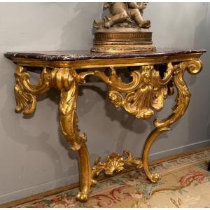 Console En Bois Doré d'Epoque Louis XV Vers 1750