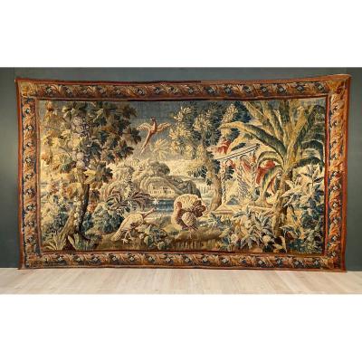 Large Aubusson Tapestry Louis XIV Period Fighting Volatiles XVII
