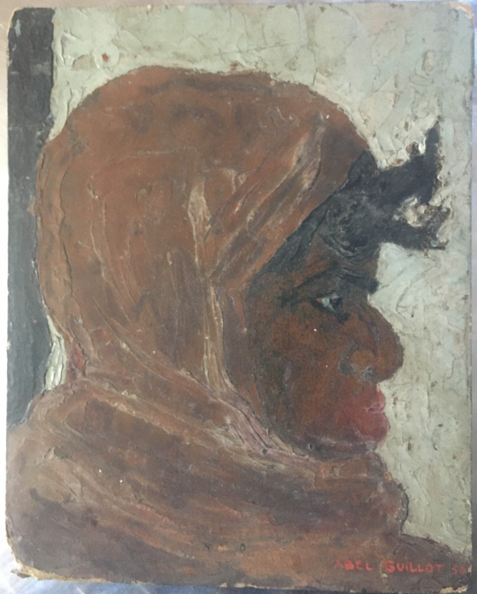 Tête De Femme  Sur Le Marché De Tunis.  Huile Sur Carton. 1930