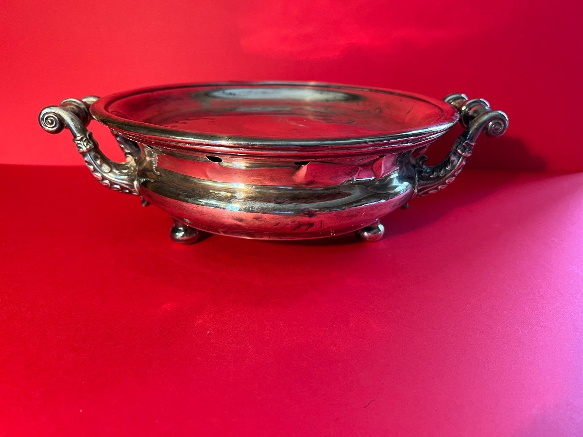 19th Century Silver Metal Dish Warmer.-photo-3