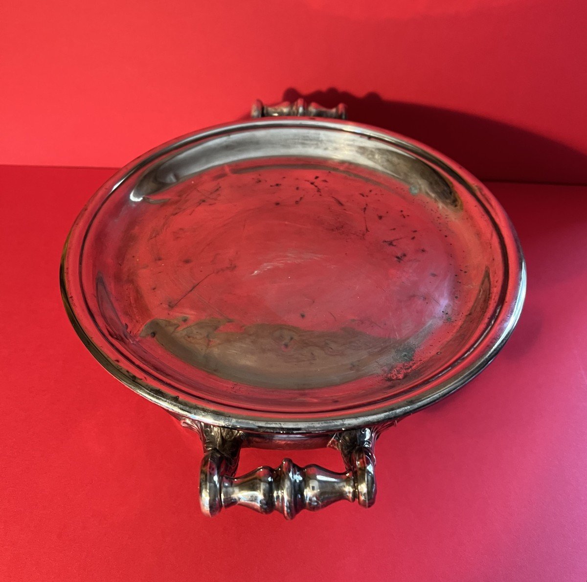 19th Century Silver Metal Dish Warmer.-photo-2