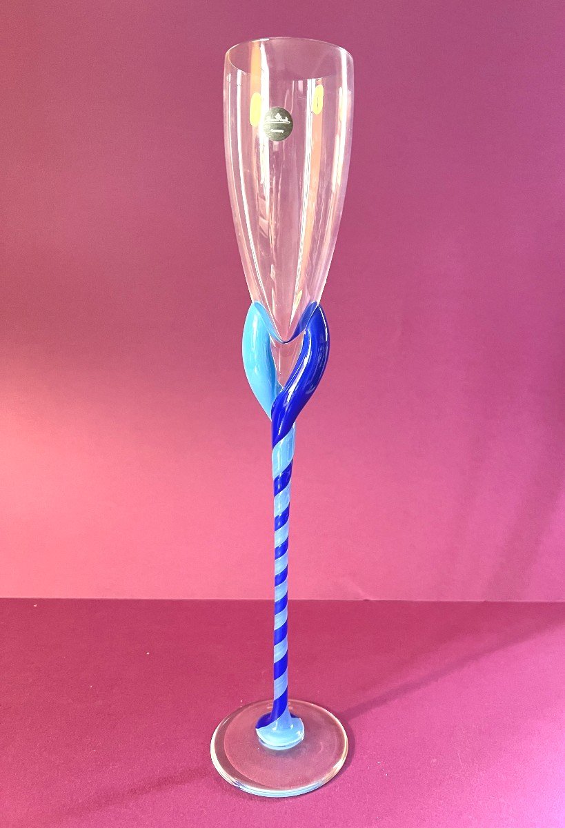 Champagne Flute Glass Model “blaue Spiralen” By Rosenthal 1990/99