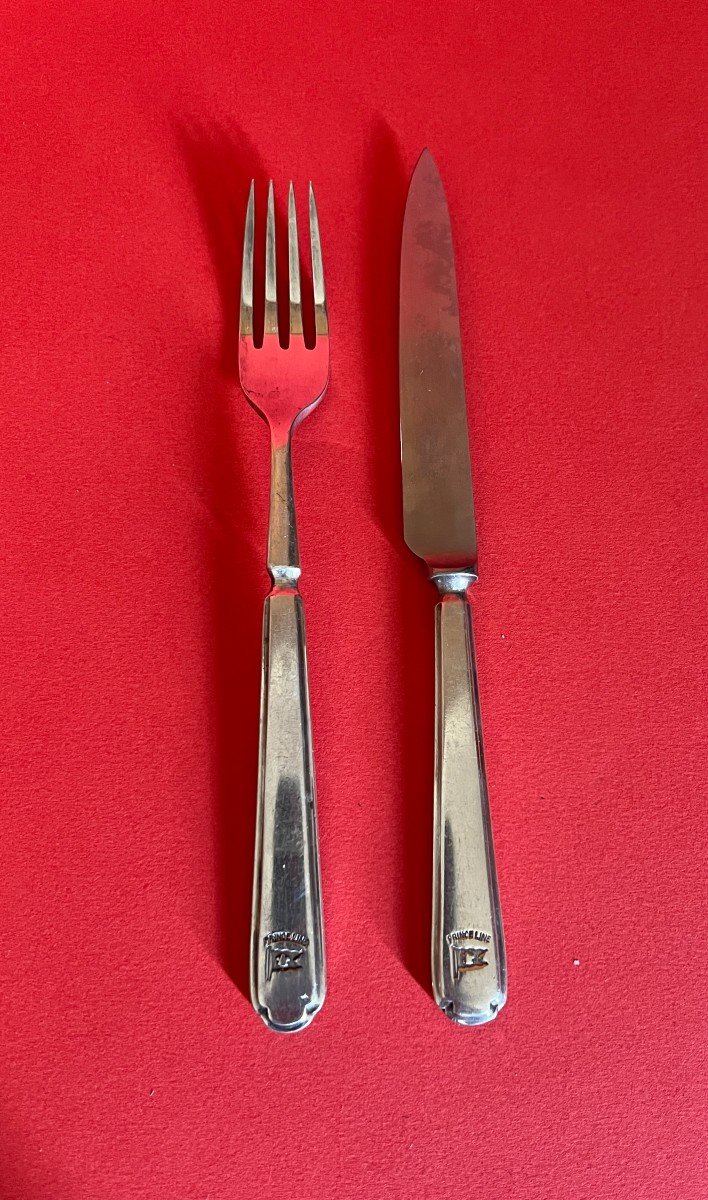 4 Pairs Of Knife/fork For Dessert Or Cheese In Silver Metal From The Shipping Company-photo-3