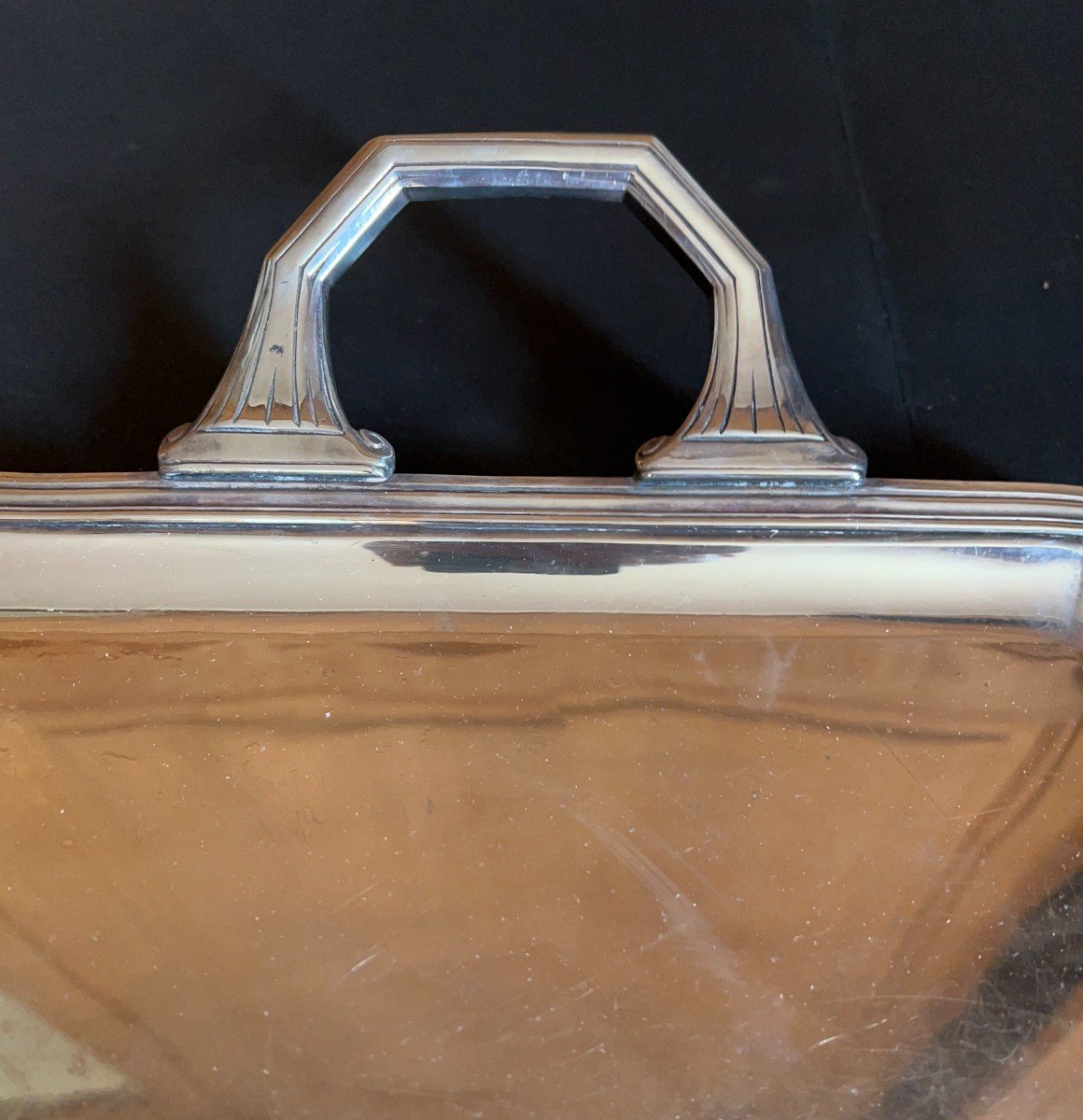 Silver Metal Tray By Galvanimétrie 1930/40 Origin France.-photo-2