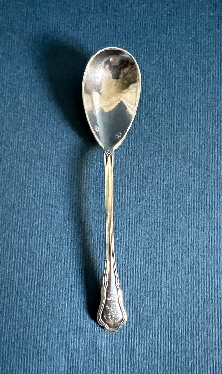 Egg Cup And Spoon In Solid Silver From Eugéne Flocon Paris (algiers-tunis) -photo-1