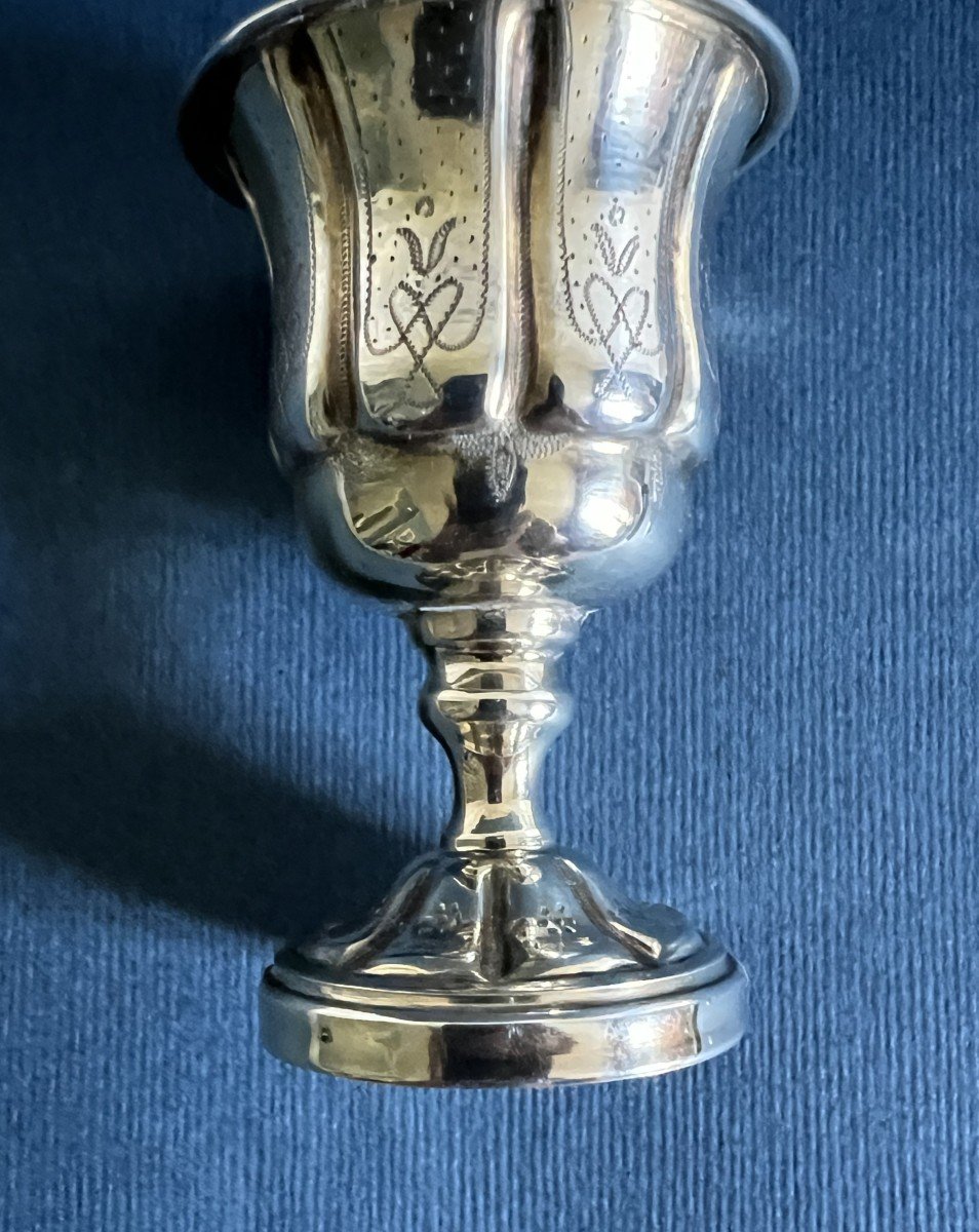 Egg Cup And Spoon In Solid Silver From Eugéne Flocon Paris (algiers-tunis) -photo-4