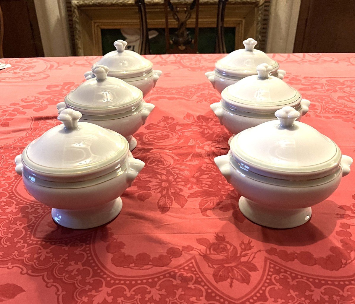 12 Individual Soup Tureens With Lid Signed Bernardaud; Creation Pierre-yves Rochon.-photo-2