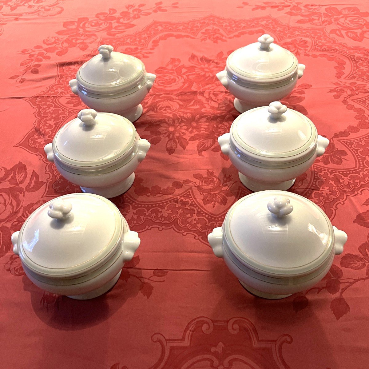 12 Individual Soup Tureens With Lid Signed Bernardaud; Creation Pierre-yves Rochon.-photo-2