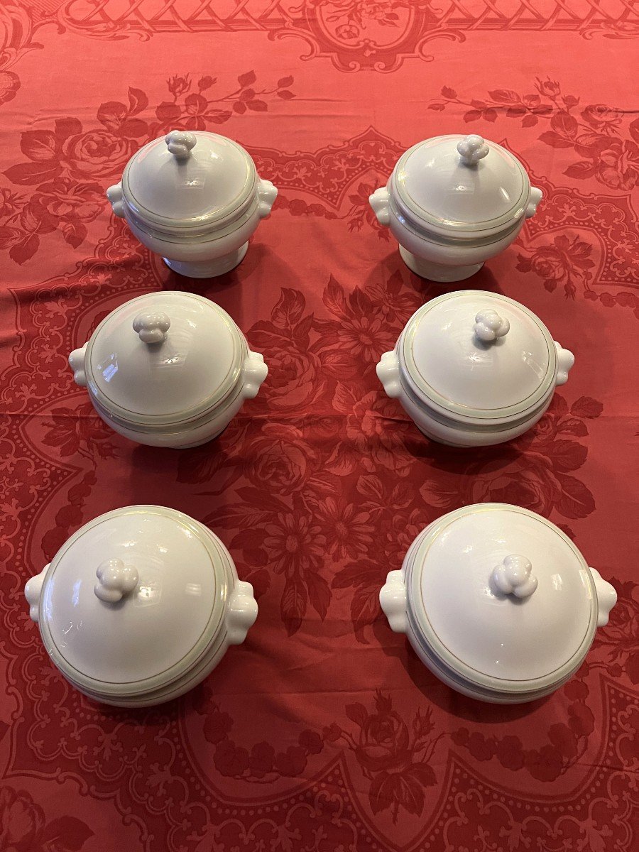 12 Individual Soup Tureens With Lid Signed Bernardaud; Creation Pierre-yves Rochon.-photo-6