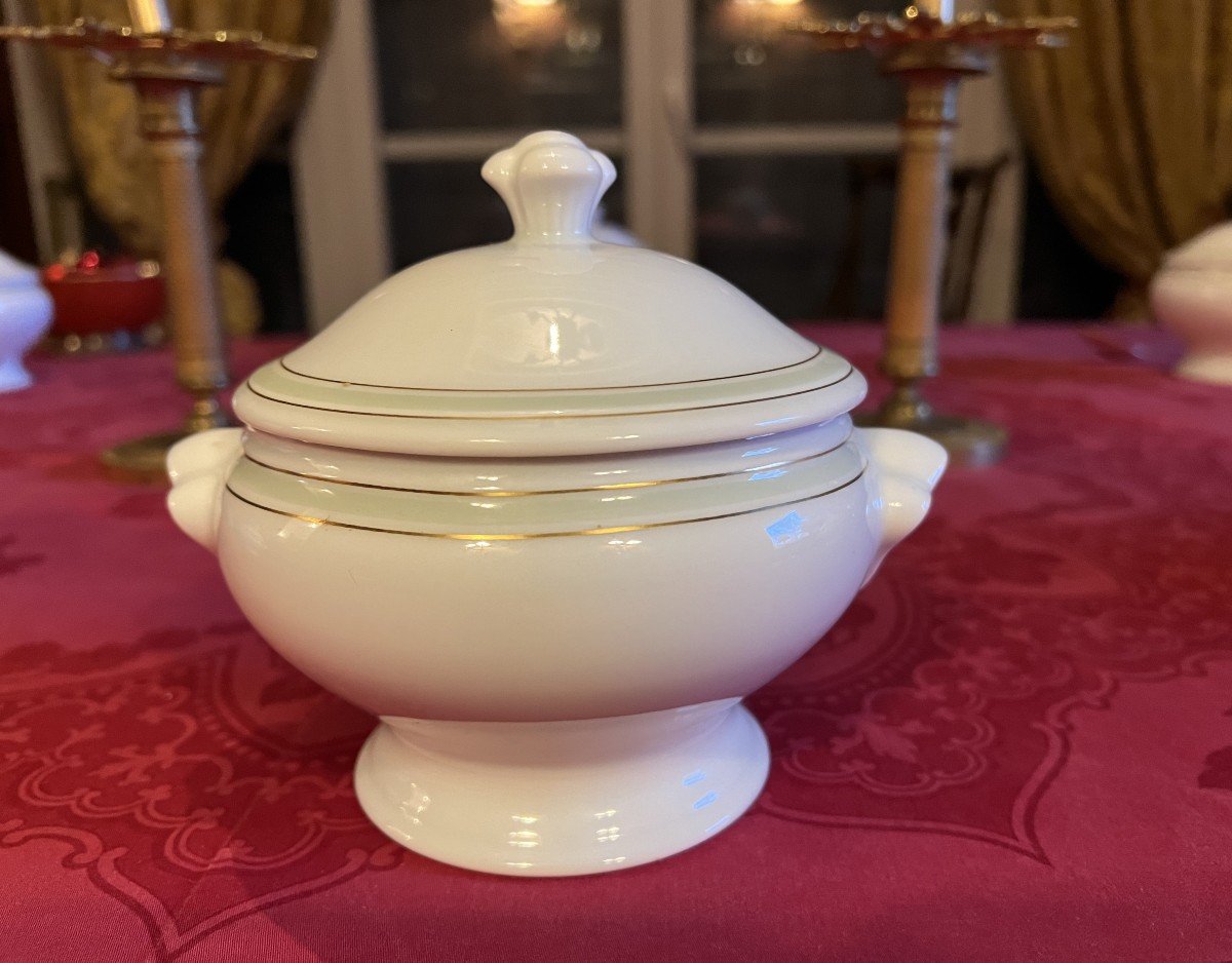 12 Individual Soup Tureens With Lid Signed Bernardaud; Creation Pierre-yves Rochon.