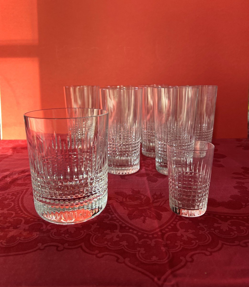 10 Baccarat Cocktail Glasses (tanks) Nancy Model + Ice Bucket (+1 Liquor Glass Offered)-photo-3