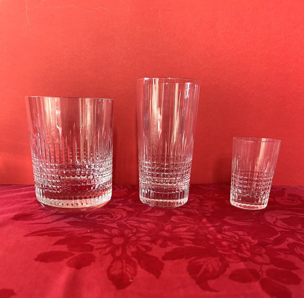 10 Baccarat Cocktail Glasses (tanks) Nancy Model + Ice Bucket (+1 Liquor Glass Offered)