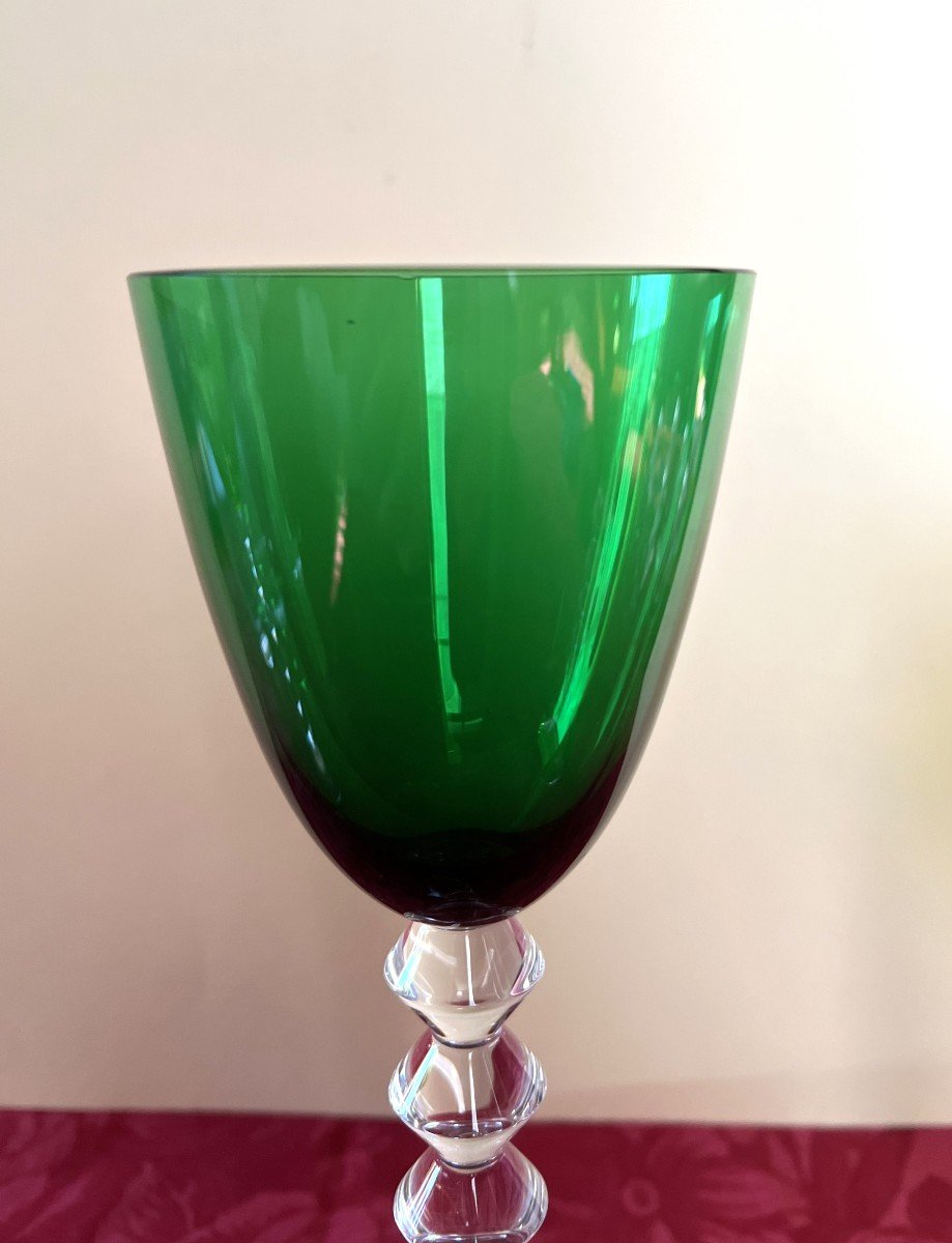 3 Baccarat Glasses 2 Shades Of Green - Vega Model.-photo-2