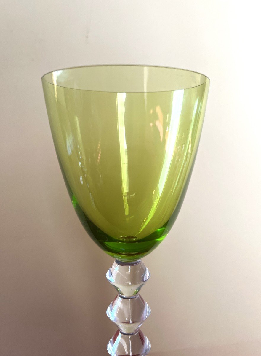 3 Baccarat Glasses 2 Shades Of Green - Vega Model.-photo-3