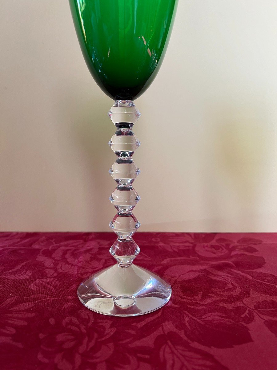 3 Baccarat Glasses 2 Shades Of Green - Vega Model.-photo-2