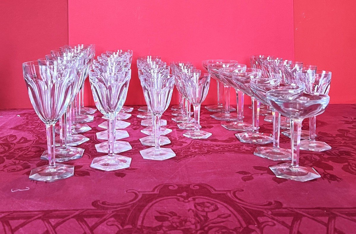 Glassware Set (35) + A Baccarat Carafe Compiégne Model.-photo-3