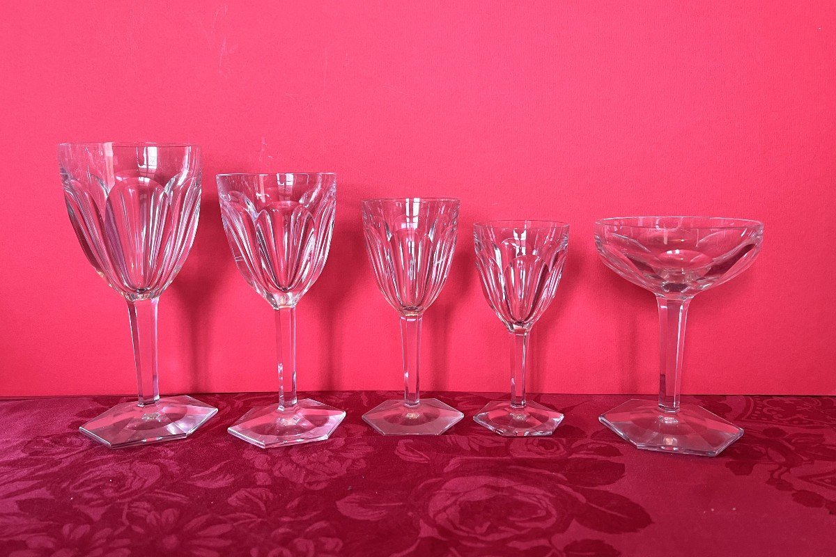 Glassware Set (35) + A Baccarat Carafe Compiégne Model.