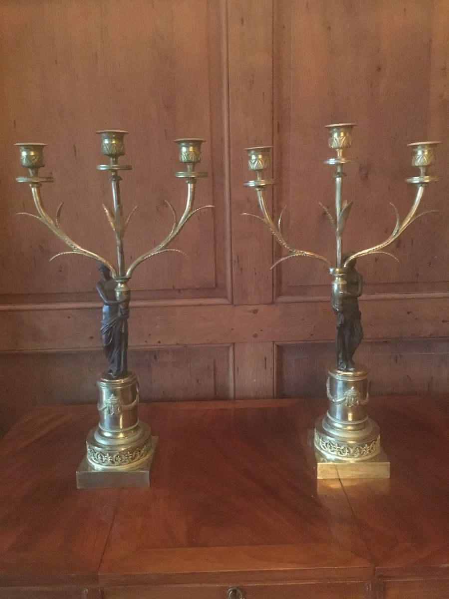 Ormoulu French First Empire Important Candle Holders