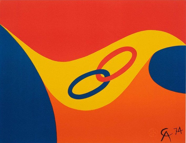 Alexander CALDER  Lithographie originale de 1974  "Friendship"