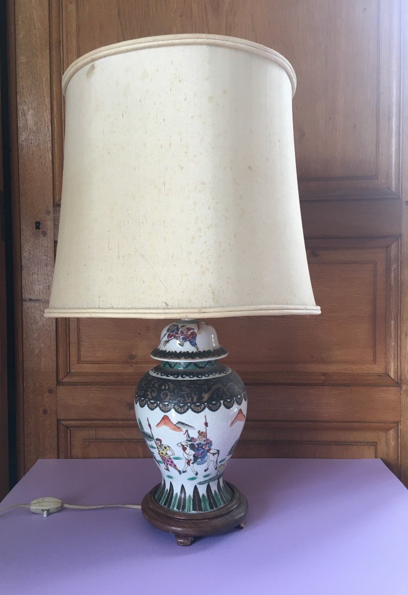 Polychrome Chinese Potiche XIX Ith Century Transformed In Lamp.-photo-2