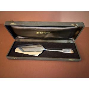 Silver Plated Metal Pie Server Signed Saint Medard In Its Original Box