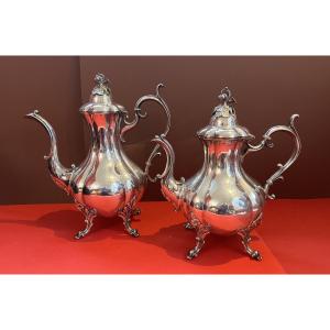 Silver Plated Melon Slice Style Teapot And Coffee Pot, American Silversmith Reed & Barton