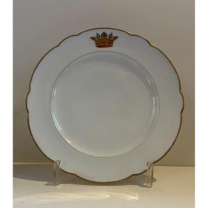 Paris Porcelain Plate - 19th Century - With Marquis Crown - Boyer Manufacture 