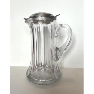 Large Baccarat Jug With Solid Silver Lid, Talleyrand Model, Late 19th-early 20th Century.