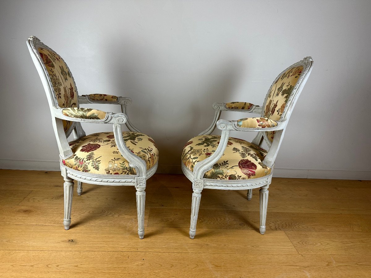 Jean-baptiste-claude Séné, Pair Of Louis XVI Armchairs Stamped I.b Sene-photo-3