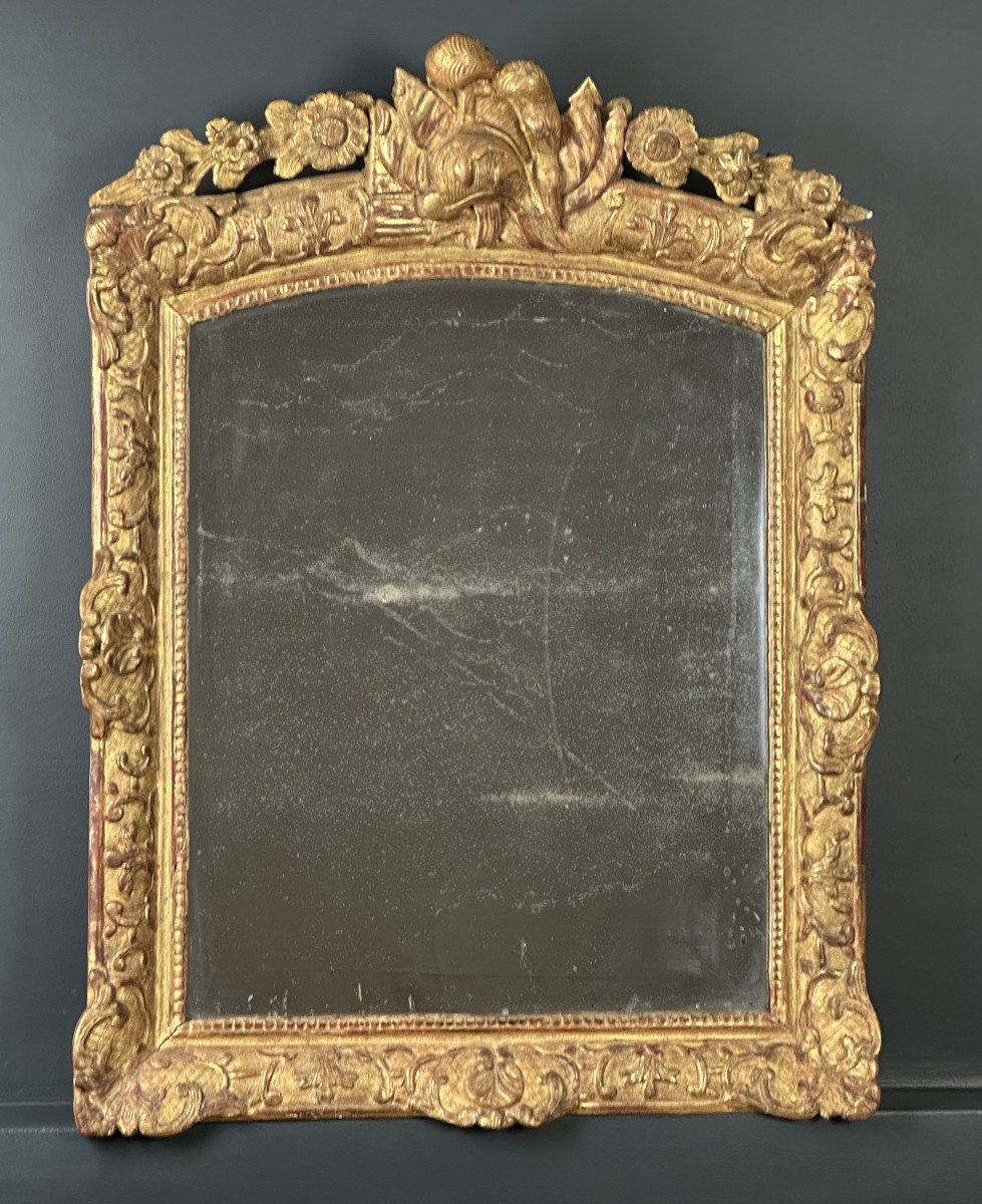 Late Louis XIV Early Regency Martial Mirror, Early 18th Century Circa 1715 / 1720