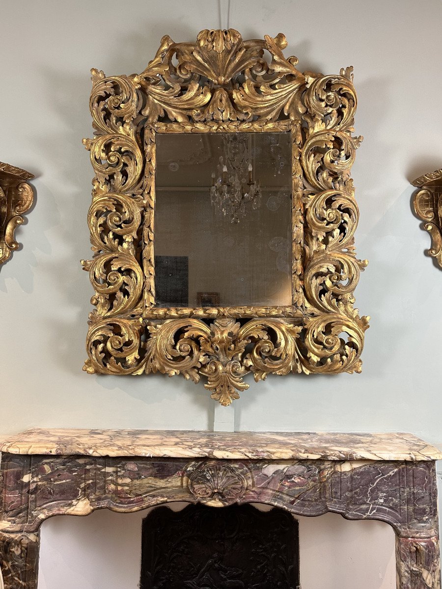 Grand Miroir D’appart Florentin, Toscan De La Première Partie De La Période Baroque 