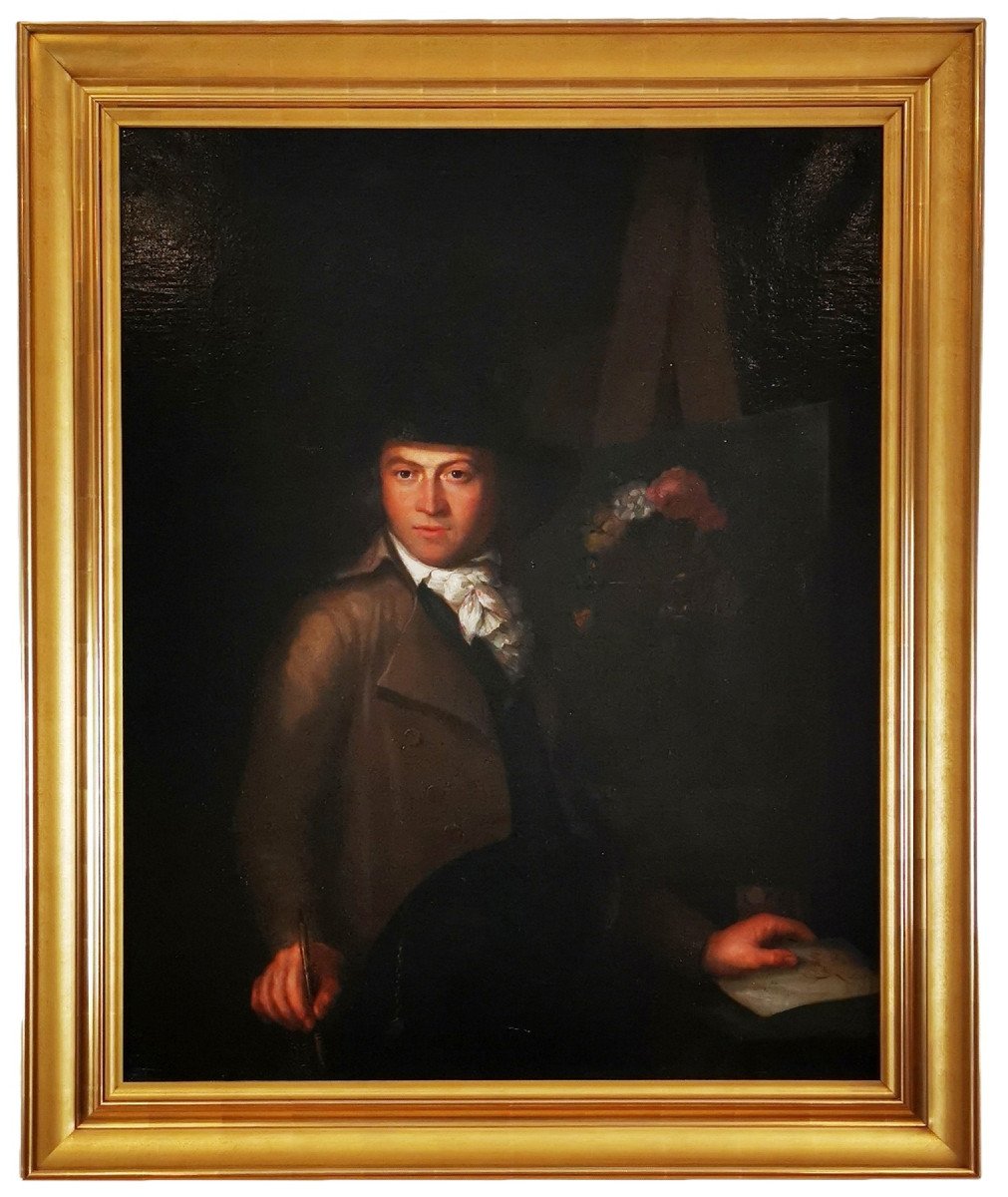 Important portrait d'un jeune artiste - école Française du XVIIIe siècle vers 1770-1780