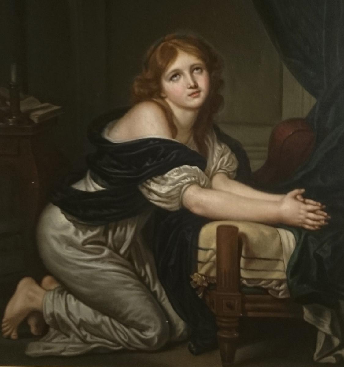 La pière du matin suiveur de Jean-baptiste Greuze (1725-1805)-photo-3