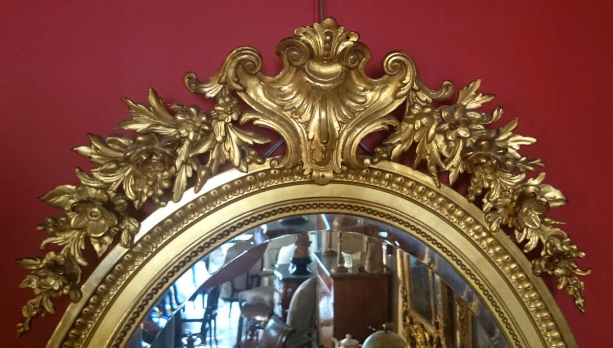 Large Haussmannian Oval Mirror Napoleon III Period 1855-1865-photo-2