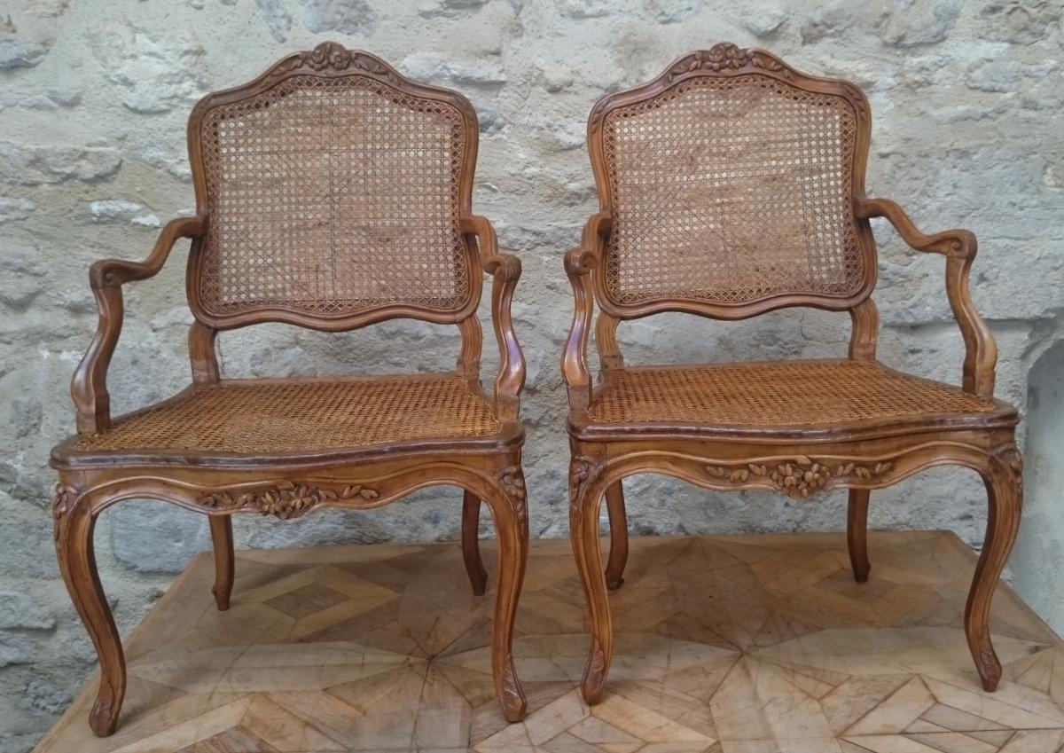 Paire De Fauteuils d'époque Louis XV Pierre Nogaret-photo-2