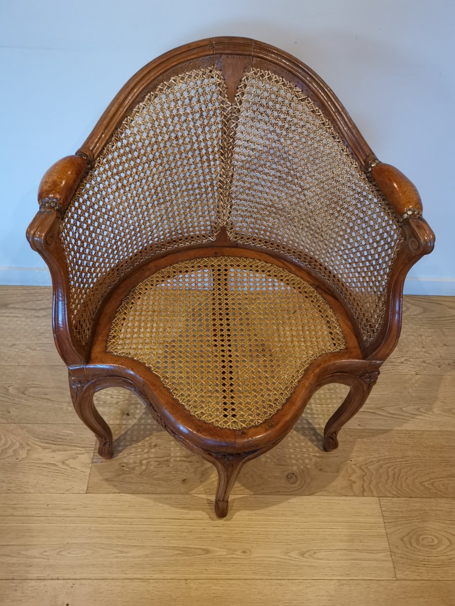 Fauteuil De Bureau Canné D’époque Louis XV, Vers 1745-1750. -photo-2