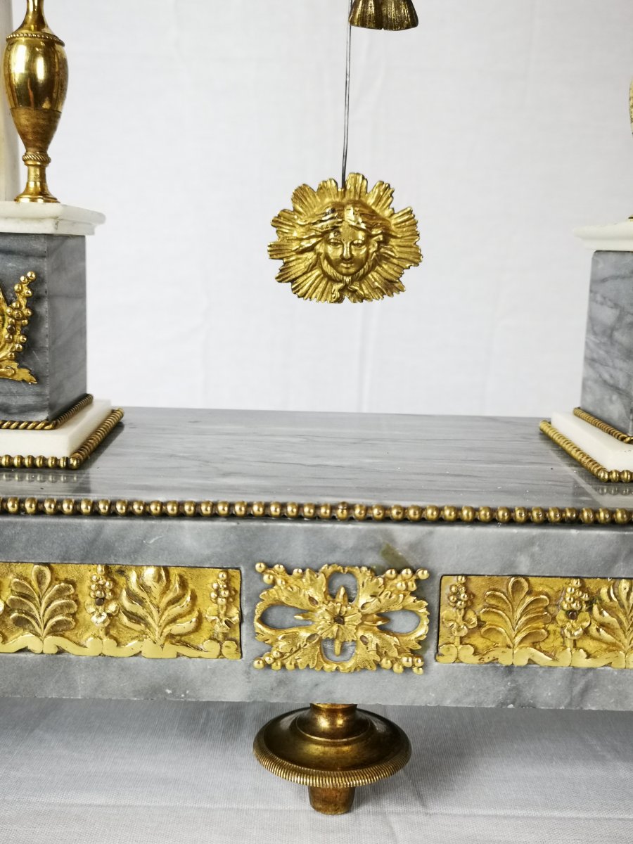 A Louis XVI Portico Marble And Gilt-bronze Mantel Clock Circa 1780-photo-5