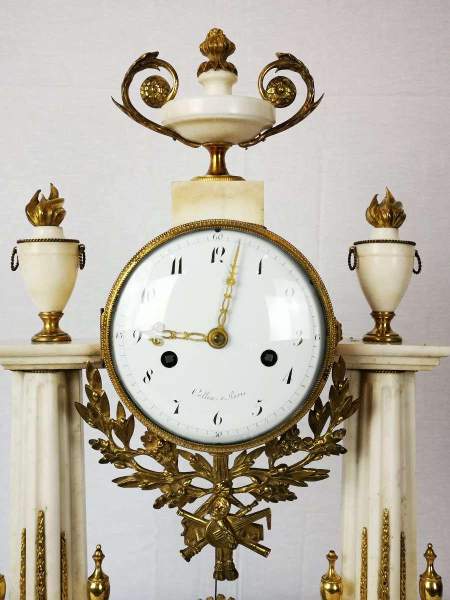 A Louis XVI Portico Marble And Gilt-bronze Mantel Clock Circa 1780-photo-8