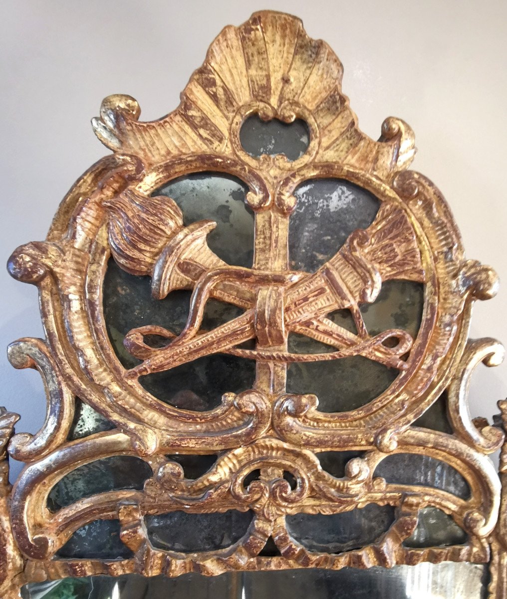 Miroir d’époque Louis XV, aux attributs de la déesse Artémis. -photo-3