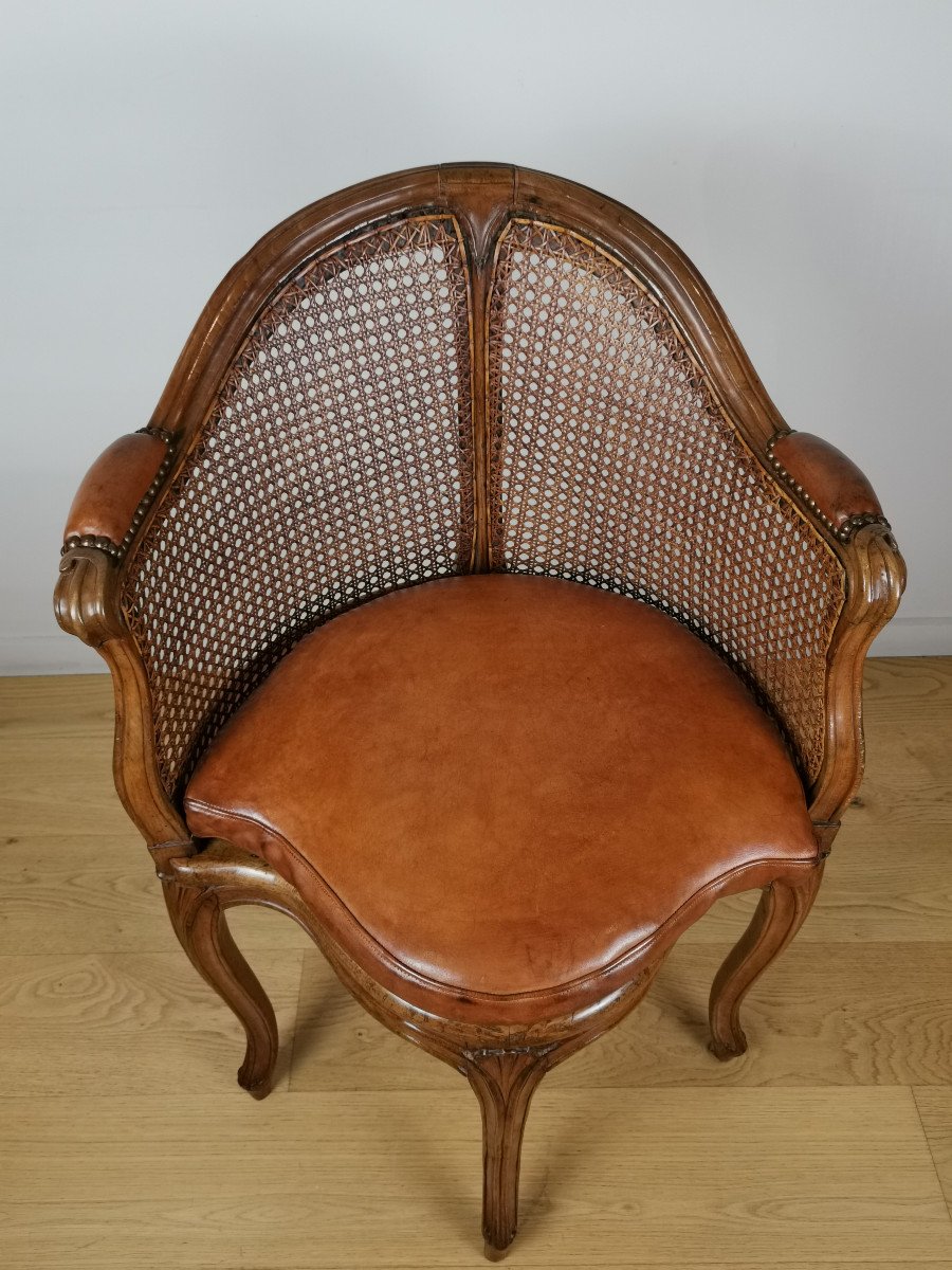 Fauteuil De Bureau Canné D’époque Louis XV, Par Jacques-pierre Letellier Vers 1750.  -photo-2