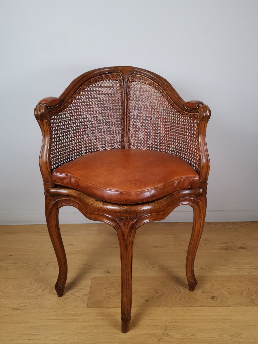 Fauteuil De Bureau Canné D’époque Louis XV, Par Jacques-pierre Letellier Vers 1750.  