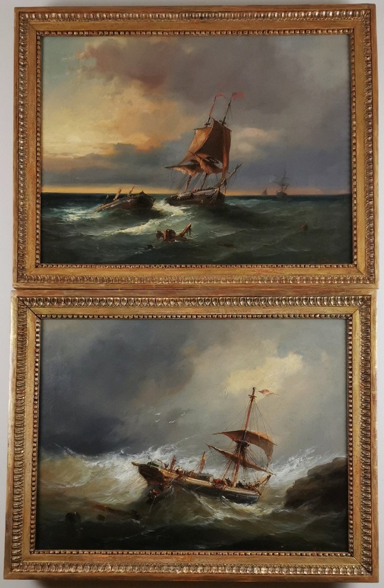 Eugene Isabey (1803-1886). The American Fleet Caught In The Storm. 