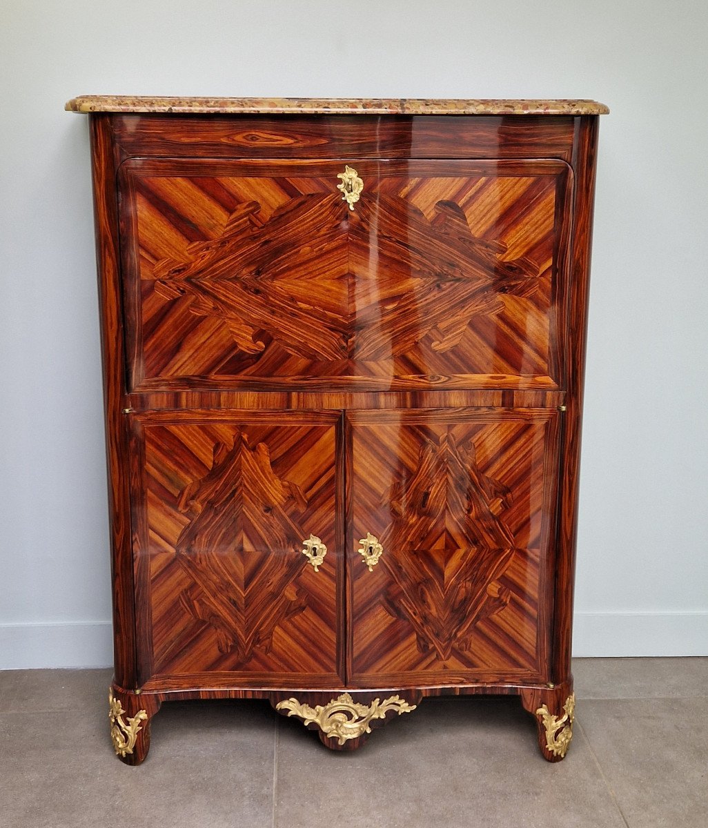 A Régence Ormolu-monted Kingwood And Satin Venerered Secretaire Stamped By Etienne Doirat. -photo-2