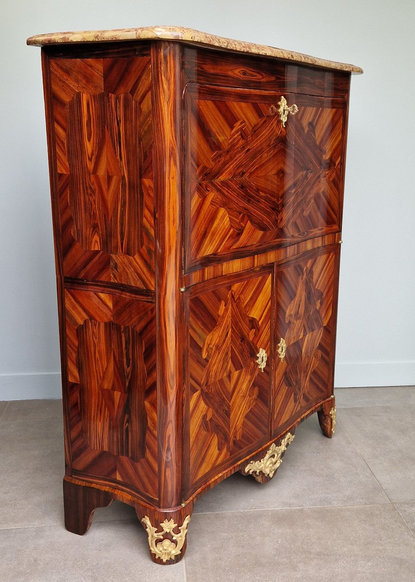 A Régence Ormolu-monted Kingwood And Satin Venerered Secretaire Stamped By Etienne Doirat. -photo-3