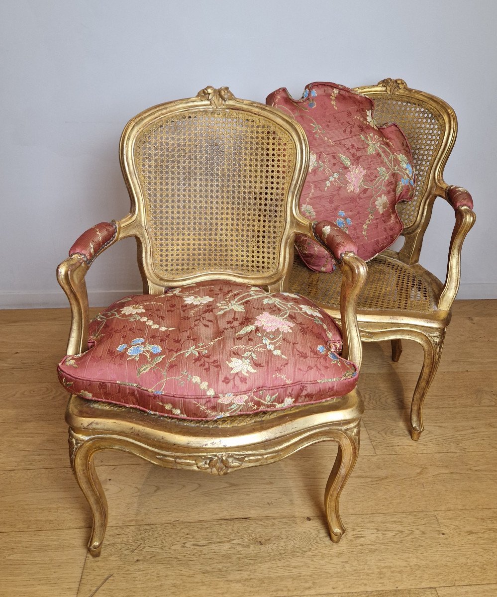 A Louis XV Giltwood Armchairs Attributed François-noël Geny Mid 18th Century.