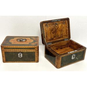 Pierre Hache - Pair Of Inlaid Boxes With Secrets And Safety Devices Stamped Hache In Grenoble.