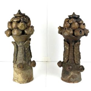 Pair Of Finials, 18th Century Bretagne 