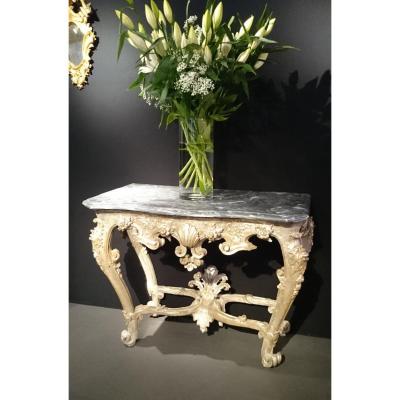 A Late 17th Century Early 18th Century  Carved Silvered Wood Console Table