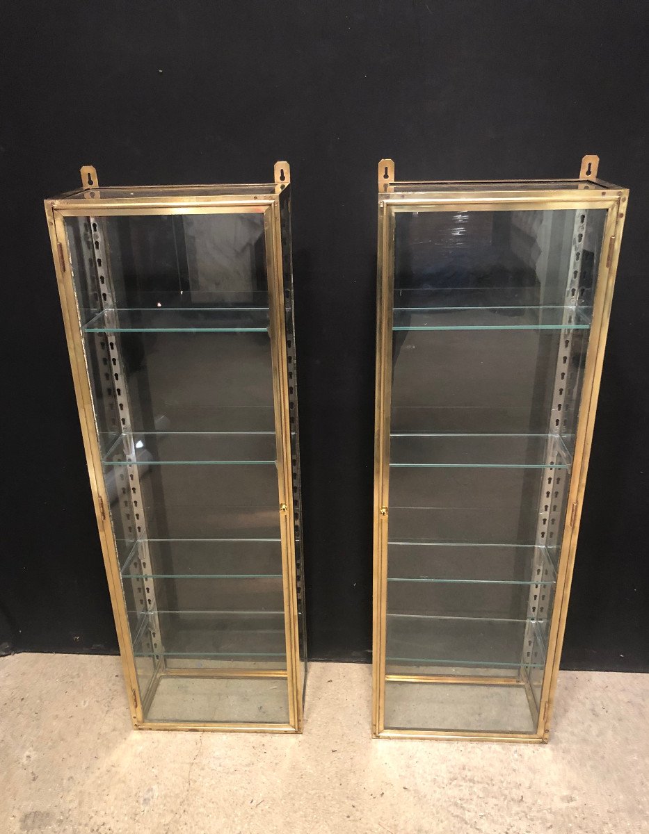 Pair Of Old Wall Display Cases.-photo-2