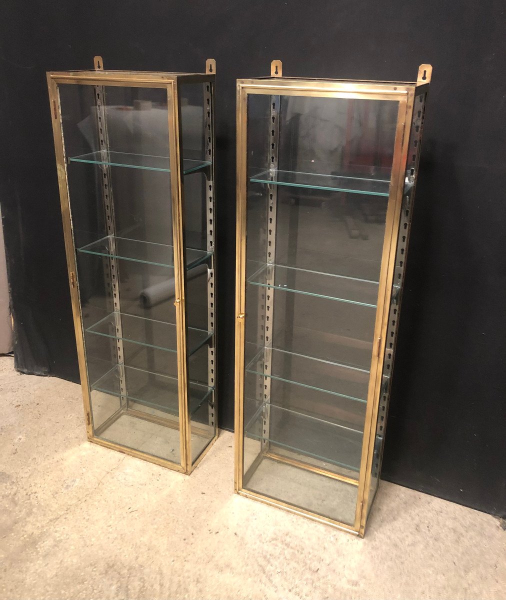 Pair Of Old Wall Display Cases.-photo-3